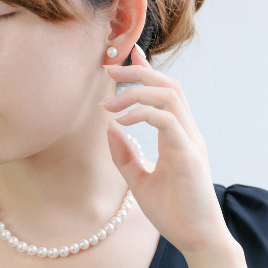 【受注生産】貝パール/シェルパール　ネックレス＆イヤリングorピアスセット | 63-8056-8057